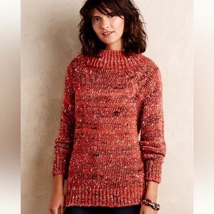 Anthropologie Speckled Orange Turtleneck Sweater by Moth